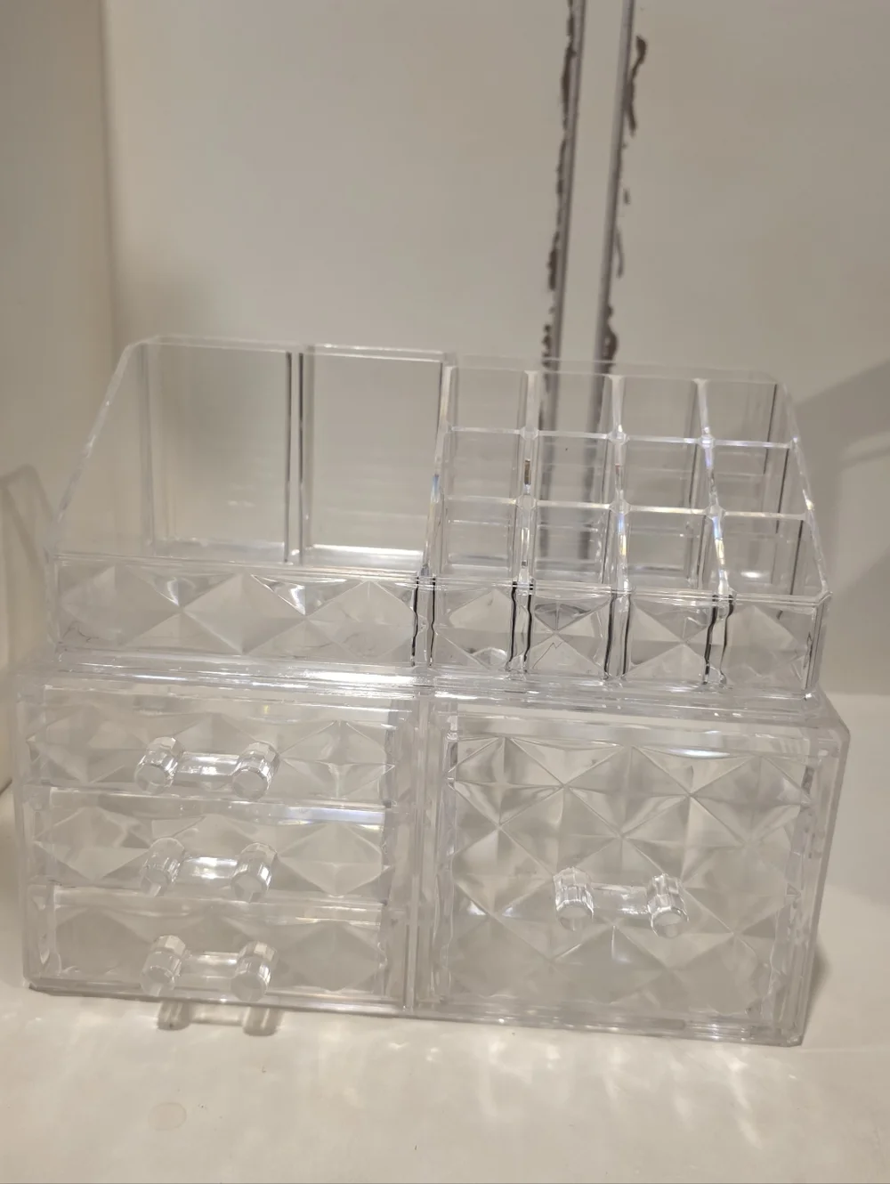 Clear Acrylic Cosmetic Organizer with Drawers and Compartments